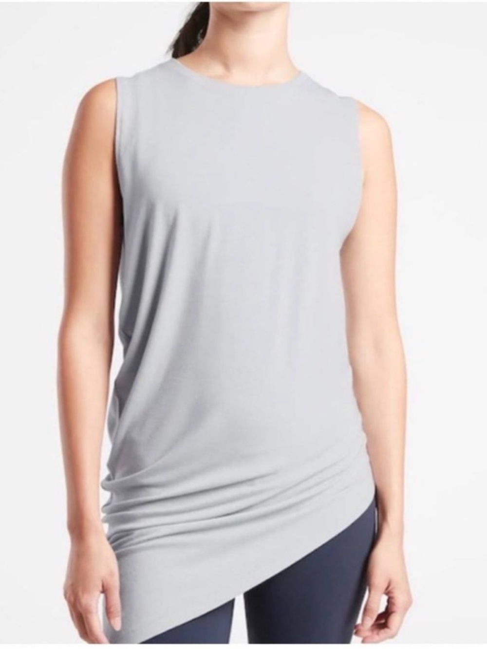 Athleta Cloudlight Restore Light Gray Asymmetrical Tank Top Muscle Shirt